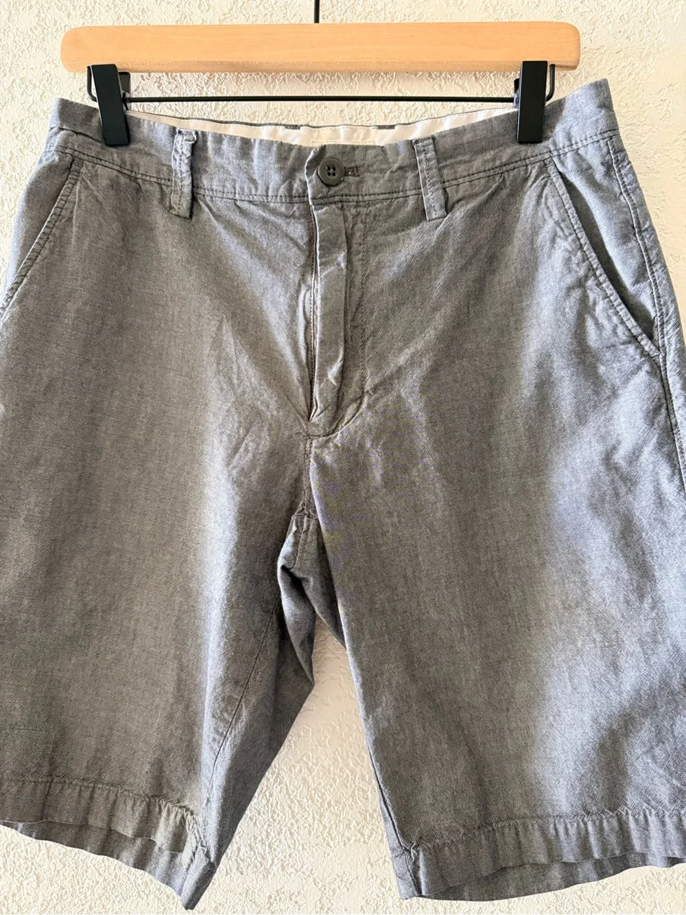 J.CREW Grey Flat Front 100% Cotton Pockets Chino Preppy Casual Shorts Mens Sz 30